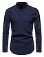 abordables Ropa de Hombre-Hombre Camisa Obispo Básico Escote Chino Medio Primavera verano Blanco Negro Caqui Azul Marino