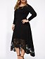 cheap Plus Size Dresses-Women&#039;s Plus Size Solid Color A Line Dress Lace Round Neck Long Sleeve Work Basic Vintage Prom Dress Spring Summer Party Holiday Knee Length Dress Dress / Party Dress