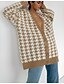 cheap Cardigans-Women&#039;s Cardigan Sweater Jumper Knit Check Pattern Knitted Tunic V Neck Plaid Daily Holiday Stylish Basic Essential Drop Shoulder Fall Winter Green Black S M L / Long Sleeve / Casual / Going out
