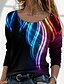 cheap Women&#039;s T-shirts-Women&#039;s T shirt Tee Graphic Sparkly Glittery Blue Print Long Sleeve Daily Weekend Basic Round Neck Regular Fit Fall &amp; Winter