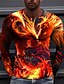 billige T-shirts og tanktops til mænd-Herre Unisex T-shirt Grafiske tryk Phoenix 3D-udskrivning Rund hals Daglig Ferie Langærmet Trykt mønster Toppe Designer Afslappet Stor og høj Orange