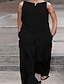 cheap Jumpsuits &amp; Rompers-Women&#039;s Jumpsuit Solid Color Elegant Wide Leg Party Daily Sleeveless Slim White Black S M L Summer