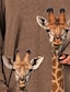 preiswerte Übergrößenkollektion-Damen Hemd Tier Übergröße Täglich Festtage Langarm Hemd Rundhalsausschnitt Bedruckt Basic Casual Khaki M