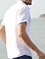 baratos Men&#039;s-Homens Camisa Social camisa de linho Colarinho Colarinho de Camisa Côr Sólida Tecido Verde Branco Preto Cinzento Manga Curta Botão Básico Diário Blusas Algodão Diário Casual Casual Diário