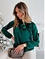 cheap Tops &amp; Blouses-Women&#039;s Plain Daily Weekend Long Sleeve Blouse Shirt Round Neck Bow Casual Streetwear Tops Green White Black S