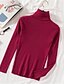 preiswerte Sweaters &amp; Cardigans-Damen Pullover Rollkragen Gerippt Stricken Spandex Strick Dünn Herbst Winter Täglich Basic Brautkleider schlicht Langarm Feste Farbe Karamell Schwarz Weiß Einheitsgröße 2XL / 3XL S / M