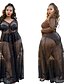 cheap Plus Size Dresses-Women&#039;s Plus Size Color Block A Line Dress Mesh V Neck Long Sleeve Sexy Summer Club Maxi long Dress Dress