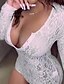 cheap Jumpsuits &amp; Rompers-Women&#039;s Romper Solid Color Lace Streetwear Crew Neck Cocktail Party Valentine&#039;s Day Long Sleeve Regular Fit Green Blue White S M L Summer