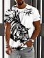 billige Men&#039;s-Herre Unisex T skjorte Tiger Grafiske trykk Crew-hals Hvit Gul Grønn Grå 3D-utskrift Daglig Ferie Kortermet Trykt mønster Klær Designer Fritid Stor og høy