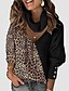 cheap Sweaters &amp; Cardigans-Women&#039;s Stylish Maillard Pullover Sweater with Leopard Block
