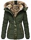 baratos Casacos de Pena e Parkas Femininos-Mulheres Parka Casaco com capuz Bolsos Casual Roupa de rua Festa Feriado Dia Dos Namorados Casaco Padrão Algodão Exército verde Preto Rosa Outono Inverno Primavera Capuz Normal S M L XL XXL XXXL