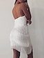 cheap Party Dresses-Women&#039;s Short Mini Dress Fringe Dress Holiday Dress White Sleeveless Backless Tassel Fringe Pure Color V Neck Spring Summer Party Party Stylish Sexy 2022 S M L XL / Party Dress