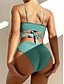 cheap Bikini-Women&#039;s Swimwear Bikini 2 Piece Normal Swimsuit Color Block Pure Color High Waisted Cross Light Blue Green Blue Gray Yellow Strap Bathing Suits Stylish Sexy New / Padded Bras