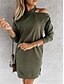 cheap Casual Dresses-Women&#039;s Short Mini Dress Shift Dress Black Green Beige Long Sleeve Pocket Patchwork Cold Shoulder Solid Color Round Neck Fall Winter Stylish Work Casual 2021 S M L XL XXL