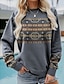 cheap Hoodies &amp; Sweatshirts-Women&#039;s Sweatshirt Print Ethnic Casual Retro Dark Gray Plaid Checkered Plaid Geometric Casual Long Sleeve Round Neck S M L XL XXL