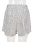 cheap Pants-Women&#039;s Shorts Silver Fashion Novelty Mid Waist Valentine&#039;s Day Club Weekend Short Micro-elastic Sparkly Comfort S M L XL