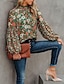 abordables Tops &amp; Blouses-Mujer Blusa Camisa Tema Floral Floral Cuello Alto Estampado Casual Ropa de calle Tops Manga de la linterna Verde Trébol / Impresión 3D
