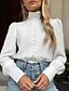 baratos Tops &amp; Blouses-Mulheres Blusa Camisa Social Tecido Gola Alta Botão Roupa de rua Blusas Branco