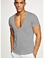 baratos Roupa de Homem-Homens Camiseta Básico Decote V Média Primavera / Outono / Inverno / Verão Azul Branco Preto Cinzento Vermelho