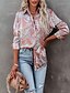 cheap Tops &amp; Blouses-Women&#039;s Floral Paisley Holiday Weekend Floral Long Sleeve Blouse Shirt Shirt Collar Button Ethnic Casual Streetwear Tops Black Pink S / 3D Print