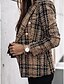 cheap Blazers-Women&#039;s Blazer Tweed Plaid Christmas Jacket Long Sleeve Coat Fall Winter Business Double Breasted Regular Jacket Green Brown XL 2XL 3XL