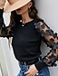 abordables Vestimenta de Mujeres-Mujer Camiseta Encaje Clásico Plano Escote Redondo Primavera &amp; Otoño Regular Negro