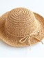 cheap Family Look Sets-Mommy and Me Straw Hats Daily Solid Color Bow Brown Beige Casual Matching Outfits / Summer / Vacation