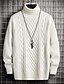 billige Herre Mode Beklædning-Herre Bluse Pullover trøje rullekrave sweater Kabel Strikke Rullekrave Tøj Vinter Sort Hvid M L XL