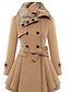 cheap Furs &amp; Leathers-Women&#039;s Pea Coat Long Coat Duble Breasted Dress Coat Belted Winter Coat Warm Windproof Trench Coat Slim Fit Elegant Casual Jacket Long Sleeve Outerwear