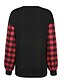 cheap T-Shirts-Women&#039;s Plaid Color Block Daily Weekend Long Sleeve T shirt Tee Round Neck Print Basic Essential Tops White Red S