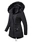 cheap Coats &amp; Trench Coats-Women&#039;s Parka Fur Trim Pocket Regular Coat Black Purple Wine Navy Blue Dark Green Street Elegant Zipper Fall Turndown Regular Fit M L XL XXL 3XL / Going out