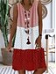 abordables Robes Casual-Femme Robe Droite Bloc de couleur Imprimer Col Ras du Cou Robe mi-longue du quotidien Sans Manches Eté Printemps