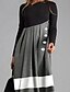 cheap Casual Dresses-Women&#039;s Maxi long Dress Shift Dress Gray Long Sleeve Button Striped Color Block Round Neck Fall Winter Casual Modern 2021 M L XL XXL 3XL