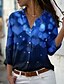 cheap Tops &amp; Blouses-Women&#039;s Blouse Shirt Valentine&#039;s Day Couple Heart Sparkly Glittery Shirt Collar Button Print Casual Streetwear Tops Green Blue Purple / 3D Print