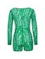 cheap Jumpsuits &amp; Rompers-Women&#039;s Romper Solid Color Lace Streetwear Crew Neck Cocktail Party Valentine&#039;s Day Long Sleeve Regular Fit Green Blue White S M L Summer