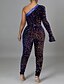 cheap Jumpsuits &amp; Rompers-Women&#039;s Catsuit Solid Color Active One Shoulder Party Club Long Sleeve Bodycon Blue Black S M L Fall