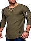 economico Long Sleeve-Per uomo maglietta Maglia a maniche lunghe Girocollo Liscio Informale Plus Size Cerniera Manica lunga Abbigliamento Cotone Muscolo Essenziale