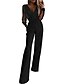cheap Women&#039;s Jumpsuits-Women‘s Jumpsuit for Special Occasions Mesh Sequin Solid Color V Neck Elegant Party Prom Regular Fit Long Sleeve Black S M L Spring  Fall