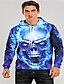 cheap Hoodies-Men&#039;s Plus Size Graphic Skull Pullover Hoodie Sweatshirt Hooded 3D Print Halloween Daily Going out Basic Casual Hoodies Sweatshirts  Long Sleeve Blue