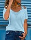 billige T-skjorte-Dame T skjorte Svart Hvit Rosa Blonde Utskjæring عادي Avslappet Helg Langermet Løse skuldre V-hals Daglig Kontor Fritid Normal Store størrelser S