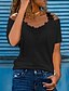 preiswerte T-Shirt-Damen T Shirt Schwarz Weiß Rosa Spitze Ausgeschnitten Glatt Casual Wochenende Langarm Schulterfrei V Ausschnitt Täglich Büro Brautkleider schlicht Standard Übergröße S