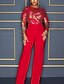 cheap Women&#039;s Jumpsuits-Women&#039;s Jumpsuit Solid Color Elegant Round Neck Party Party &amp; Evening Long Sleeve Bodycon Red S M L Fall