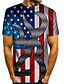 billige Tank Tops-Herre T-Shirts T-shirt Skjorte Grafisk Dødningehoveder Amerikansk flag Uafhængighedsdagen 3D-udskrivning Rund hals Plusstørrelser Fest Daglig Kortærmet Trykt mønster Toppe overdrevet Blå Regnbue Rød