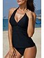 cheap Tankini-Women&#039;s Black Halter Tankini Swim Dress Set