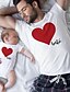 cheap Family Look Sets-Dad and Son T shirt Daily Heart Letter Print White Short Sleeve Active Matching Outfits / Fall / Summer / Casual