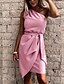 cheap Mini Dresses-Women&#039;s Short Mini Dress Sheath Dress Black Blue Pink Red Beige Short Sleeve Lace up With Belt Pure Color One Shoulder Spring Summer Elegant Casual 2022 S M L XL XXL
