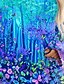baratos Camiseta-Mulheres Camiseta Túnica Gráfico Floral Cenário Azul Imprimir Manga Longa Feriado Final de semana Vintage Tunicas Básico Decote Redondo Normal Outono &amp; inverno