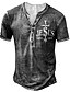 cheap Men&#039;s Socks-Men&#039;s Henley Shirt T shirt Tee Graphic Weapon Letter Henley Plus Size Street Casual Short Sleeve Button-Down Print Tops Basic Casual Classic Big and Tall Dark Gray / Summer