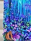 billige T-skjorte-Dame T skjorte Tunika Grafisk Blomstret Landskap Blå Trykt mønster Langermet Ferie Helg Årgang Tunikaer Grunnleggende Rund hals Normal Høst vinter
