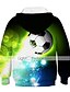 billige Hettegensere og gensere til gutter-Gutt 3D Fotball Hattetrøje Langermet 3D-utskrift Vår Høst Vinter Aktiv Gatemote Polyester Barn 3-12 år utendørs Daglig
